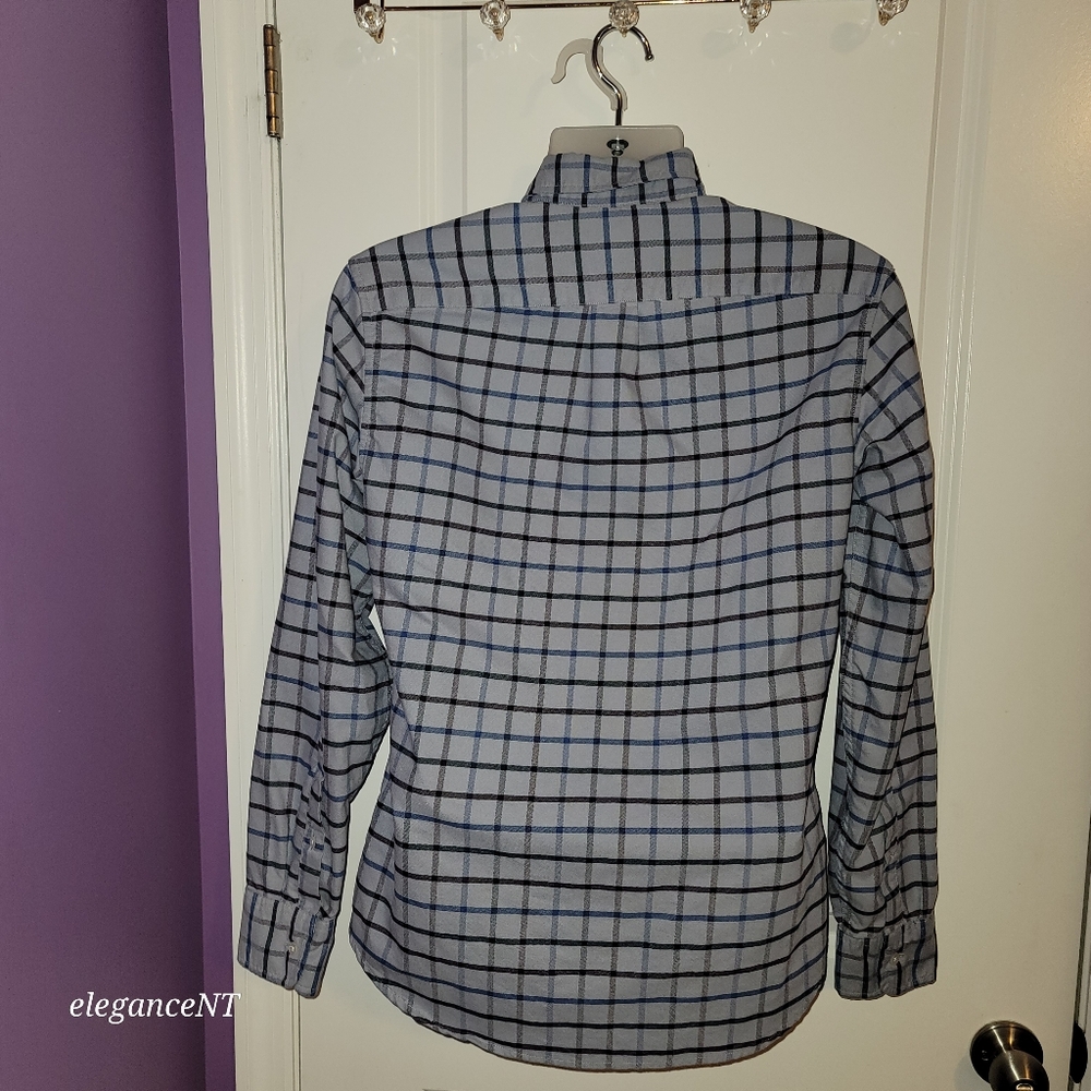 JCrew Blue Men's Blue Plaid Flex Oxford Shirt Sz: Small Slim - Picture 9 of 12